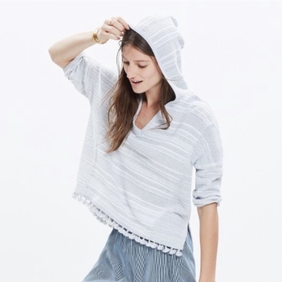 Madewell Tops - Madewell Pom Pom Gray Hoodie